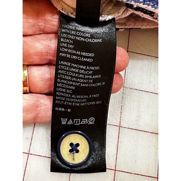 Anthropologie Essential Slim blue and pink striped pants size 12 - Picture 10 of 12